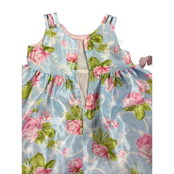 Bonnie Baby Size 12 Months Formal Dress Blue Pink Floral Taffeta Sleeveless Poof - Picture 8 of 12